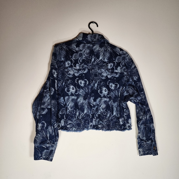 CARLA G. floral design blue denim long sleeves jean jacket - Picture 12 of 14